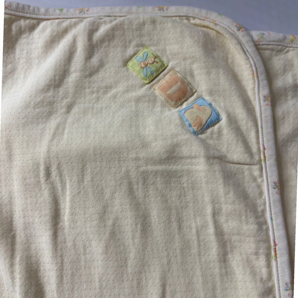 Lemon Frog Baby Blanket‎ Blocks Applique Soft Yellow One Size